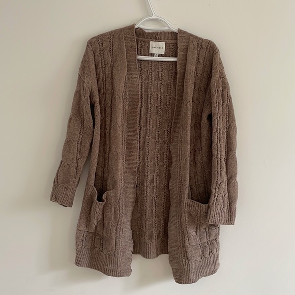 Pink Rose Jackets & Blazers - Pink Rose Taupe open cardigan
